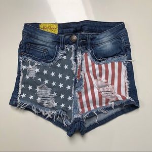 Love Culture USA flag distressed denim shorts